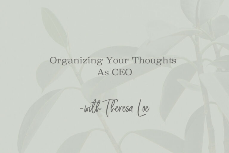 SS 112 Organizing Your Thoughts As CEO - www.TheresaLoe.com