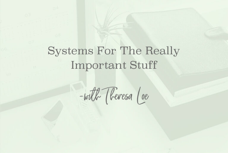 SS 159 Systems For The Really Important Stuff - www.Theresa Loe.com